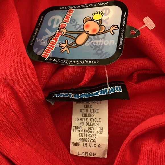 Girls y2k Next Generation Red Hooded Top - Picture 9 of 9